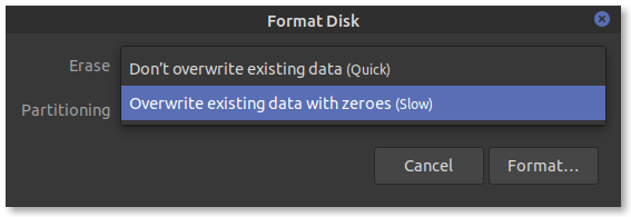 Overwrite existing data with zeroes